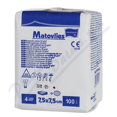 Matovlies 7.5x7.5cm 100ks kompres netk.text30g 4vr