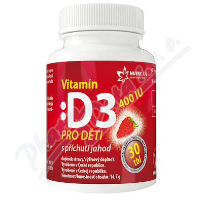 Vitamn D3 400IU pro dti - jahoda tbl.30